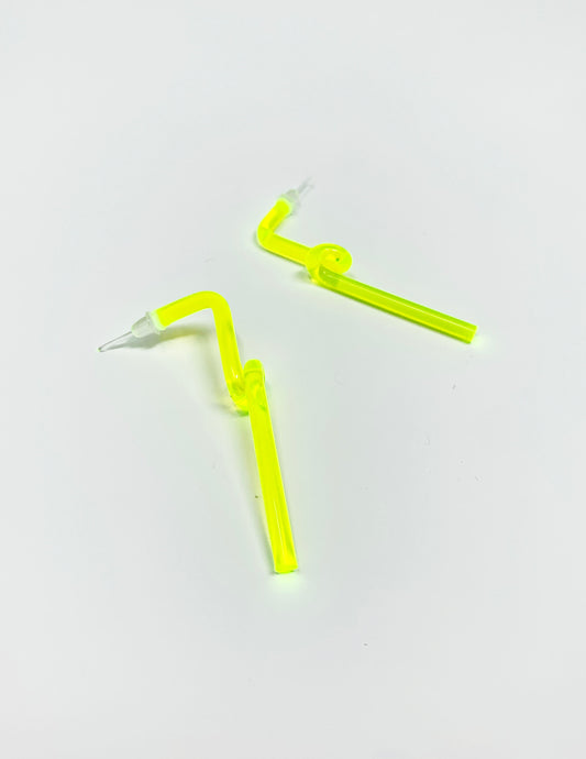 neon yellow twist earrings, small
